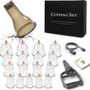 Cupping Therapy Set w/ 18 Massage Cups for Pain Relief Physical Therapy Cupping Kit for Massage Therapy with Vacuum Pump, Black Box
