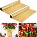 Iceyyyy 2 Roll 10 Yard Christmas Plant Pot Floral Foil, Matte Texture Floral Foil Plant Pot Covers, Golden Florals Foils Wrapping Paper for Home Garden Pots Vases DIY Decoration