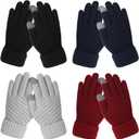 Clothclose 4 Pairs Kids Winter Gloves for Boys Girls, Warm Winter Glove for Kids, Knit Toddler Kid Gloves, Soft Kid Mittens (4 Pack, Black & Grey & Blue & Red)