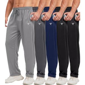 lomsoe 5 Pack Mens Sweatpants Open Bottom Joggers for Men with Zip Pockets Loose Fit Mesh Athletic Pants for Running, Casual(Black, Black, Dark Gray, Navy, Light Gray, XL)