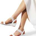 DREAM PAIRS Women's Low Heel Wedge Sandals, Comfortable Slip-On Elastic Ankle Strap Summer Business Casual Dress Shoes, 95