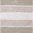 Ramanta Home Quilted Stripe 100% Cotton Bathroom Rug 2 Piece Set - Grey Beige, Anti Skid Super Soft Absorbent Bath Rug for Bathroom, Kitchen, Shower, Machine Washable - 21x32 & 17x24 Inch