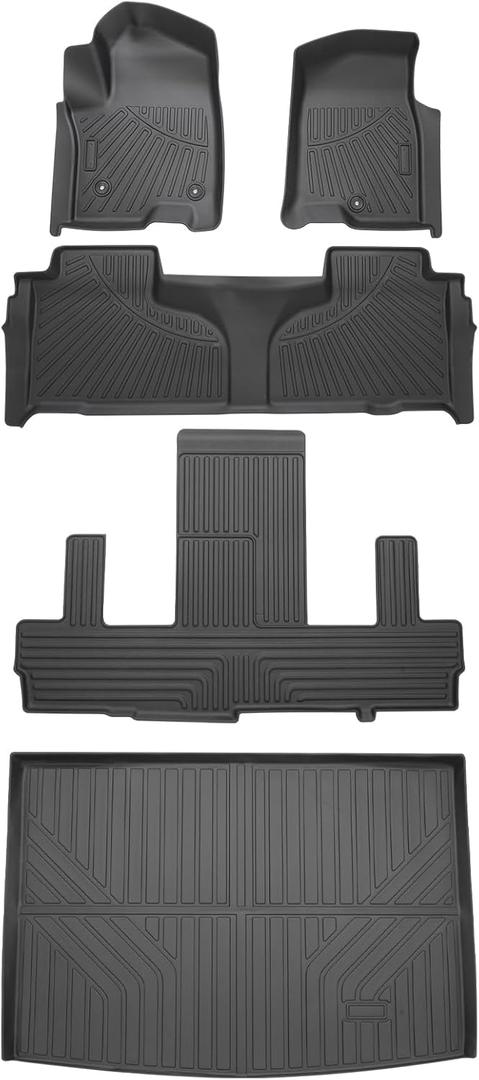 Cartist Floor Mats and Cargo Liner Fit for Chevy Suburban & GMC Yukon XL 7 Seats 2021 2022 2023 2024 2025 Accessories All Weather Floor Cargo Liner Carpet TPE Heavy Duty (2nd Row Bucket Seats) (Full Set(Chevy Suburban/GMC Yukon XL 7 Seats))