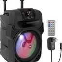 Pyle 400W Portable Bluetooth PA Loudspeaker - 8 Subwoofer System, 4 Ohm/55-20kHz, USB/MP3/FM Radio/  Mic Inputs, Multi-Color LED Lights, Built-in Rechargeable Battery w/ Remote Control -PPHP844B