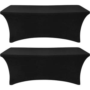 Eurmax USA Rectangular Fitted Spandex Table Covers 6ft Tablecloth Wedding Event Patio Table Decorations Stretch Table Cover for 6ft Folding Table (Black, 2 Pack) Eurmax USA Rectangular Fitted Spandex Table Covers 6ft Tablecloth Wedding Event Patio Table Decorations Stretch Table Cover for 6ft Folding Table (Black, 2 Pack)