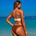 3 Piece Swimsuits for Women Tummy Control Bikini Set with Beach Cover Up Mesh Pants Sexy Tube Tops Swimwear (M)