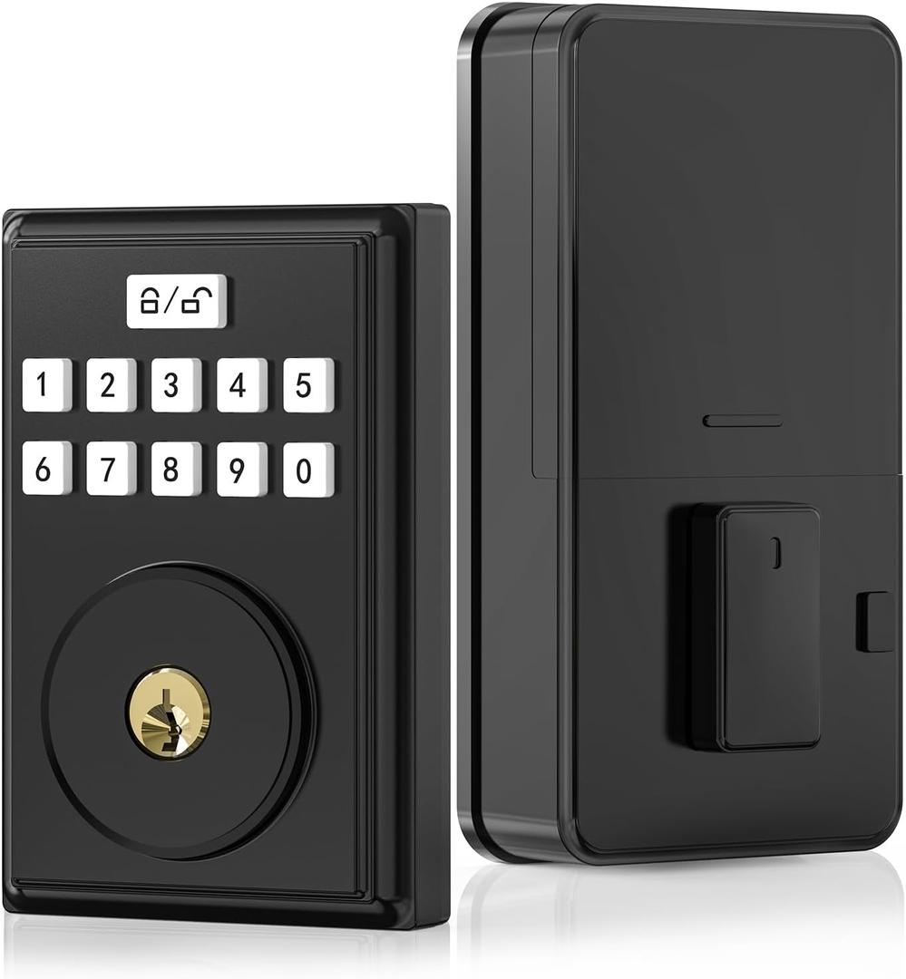 Keyless Entry Door Lock for Front with Code, Deadbolt Locks with Electronic Keypad, Anti-Peeping Password, Easy Installation, Matte Black