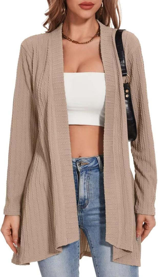 MONNURO Plus Size Women's Lightweight Open Front Cardigan Sweaters with High-Low Hem (XXXL)