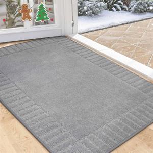 BEQHAUSE Door-Mat Non-Slip Front Doormat Low-Profile Entrance Mats for Front Door Entry Resist Dirt Washable Doormat Absorbent Entryway Door Mat,Light Grey,32"x48"
