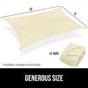 GORILLA GRIP Heavy Duty Sun Shade, UV Protection Fade Tear and Rust Resistant Rectangle Sunshade Canopy, Curved Edges Blocks Sunlight, Breathable Sail, Outdoor Patio, Lawn Garden, 6x10 FT Butter Cream