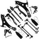 SCITOO 14pcs Suspension Kit Front Lower Control Arm Ball Joint Outer Inner Tie Rod End w/Boot Sway Bar End Link for 2002-2003 for Toyota Camry for Lexus ES300 2004-2006 for Lexus ES330