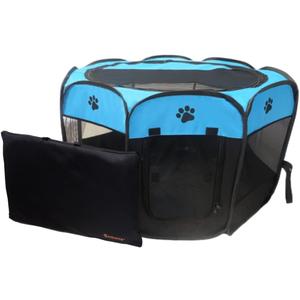 Portable Pet Playpen for Small Cat Dog Puppy Rabbit,Cat Kitten Playpen Indoor Outdoor with Carrying Case,Waterproof Bottom and Removable Zipper Top (S(28.7" x 28.7" x 16"), Blue)