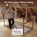 Lift Attic Ladder Safety Railing, Three-Layer Safety Handrail, Adjustable Attic Ladder Climbing Assistance Railing, Three-Sided Guardrail Reduce Fall Risk for Ascend Descend at Storage Loft