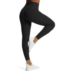 Aoxjox High Waisted Workout Leggings for Women Tummy Control Buttery Soft Yoga Metamorph Deep V Pants 26" (Small, Black)