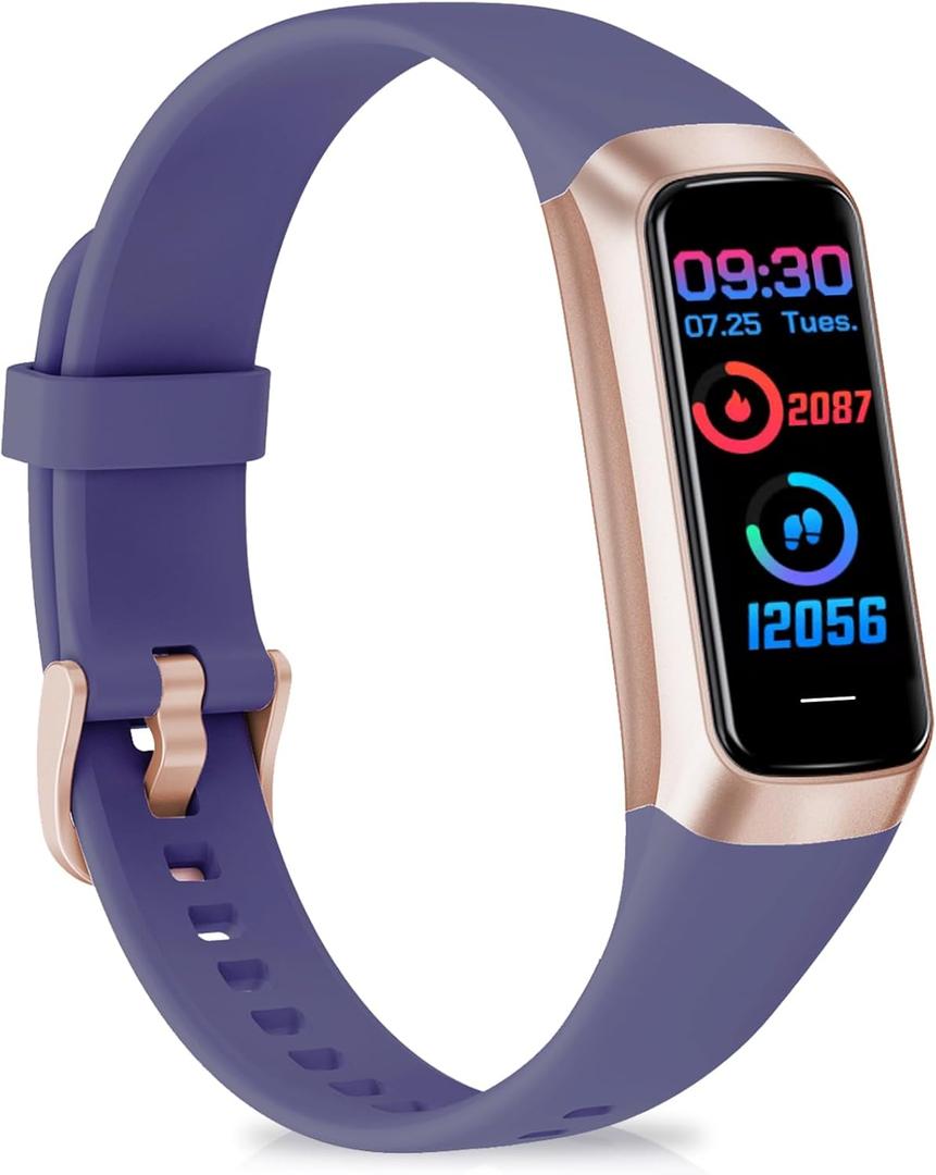 Fitness Tracker with 24/7 Heart Rate Blood Oxygen Sleep Monitor, 1.1" AMOLED Touch Screen Activity Tracker Smart Watches, IP68 Waterproof Step Counter Pedometer for Women Men (Metallic Purple)