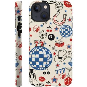 Case Compatible with iPhone 15 Plus, Hybrid 2-Layer Hard Shell, Shockproof Soft for Girl Women, Classic Western Cowboy Boots Retro