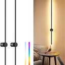 39.4 Inch Battery Operated Wall Sconces Set of Two, 12000mAh Rechargeable Wall Sconce with Remote Control, Dimmable LED Wireless Wall Lights for Bedroom, Living Room, 15 Colors, 180 Rotate, Black