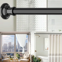Tension Curtain Rod, Extra Long Outdoor Curtain Rod 43-100 Inch Adjustable, 1.1 Inch Diameter Thick Heavy Duty Black Shower Curtain Rod, Stainless Steel Shower Rod for Bathroom No Drilling, No Rust, Black 