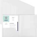 Gueevin 24 Pcs Plastic Folders with Pockets, Back to School Two Pocket Folder Fit Letter Size, Heavy Duty School Business Card Holder for Home Office, 11. 61 x 9. 45 Inches (White)