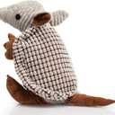 Hollypet Plush Dog Squeaky Toy Stuffed Armadillo Animal Pet Puppy Chew Toys with Clean Teeth for Small Medium Large All Breed Sizes Dogs, Gray Large, 14 in