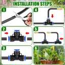 MorningRo 49 ft Drip Irrigation Kit, 5/16" Tube Automatic Watering System with 16pcs 360 Adjustable Brass Nozzles, Water Saving DIY for Garden, Lawn, Yard, Greenhouse Plants