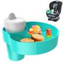 Car Seat Cup Holder Snack Tray: Travel Tray for Kids Car Seat Tray for Kids Travel, Console Cup Holder Food Drink Tray, Toddler Road Trip Travel Essential Accessories, Teal