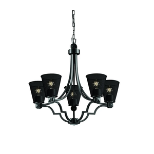 Justice Design Group Wire Mesh Collection - Argyle 5-Light Chandelier - Cone - Matte Black Finish with Wire Mesh Shade