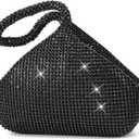 Rhinestone Clutch Purses Evening Handbags for Women's Vintage Elegant Triangle Purse for 1920s Party Wedding (Large Black Diamond)