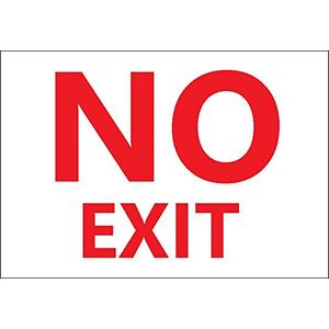 Zing Green Products 1886A Recycled Aluminum "No Exit" Safety Sign, Red on White, 10" Length, 7" Width