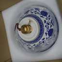 Blue and White Ceramic Classic Chandelier Pendant Light Farmhouse Vintage Metal Pendant Light Ceramic E26 Hanging Light 1-Lights Hotel Cafe Pendant Lighting for Kitchen Island Bedroom