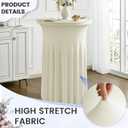 1 Pack Beige Spandex Stretch Round Table Covers with Skirt - 32x43 Inch Fitted Elastic Cocktail Tablecloth for High Top Bar, Party & Wedding Decor, Beige