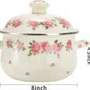 SOUJOY Enamel Stockpot with Lid, 2.8 Quart Retro Cooking Pot, Vintage Floral Stew Bean Simmer Pot with Handle, Kitchen Soup Pot, Safe for Induction Cookers, Gas Stove