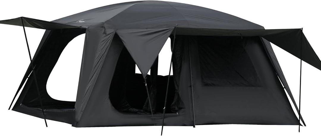 Vidalido 4-6 Person Camping Tent with 3 Door 2 Room Large Family Cabin Tents, Double Layer Waterproof Portable Glamping Tent, Big Tents for Outdoor Camping Hiking and Backpacking (Black)