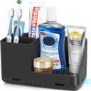 Toothbrush Holders for Bathrooms, Kids Electric Toothbrush and Toothpaste Holder, Toothbrush Organizer with Drainage, Tooth Brush Holder for Bathroom Countertop Organizer (Black)