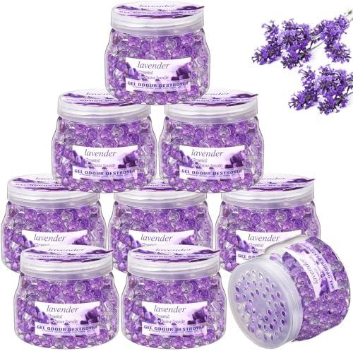 9 Pcs Air Freshener Gel Bulk Odor Eliminator Beads 10 Ounces Long Lasting Air Freshener Scent Beads for Home, Office, Bathrooms, Cars, Boats, Rvs and Pet Areas(Lavender)