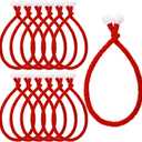 Frienda 12 Pcs 20 Inches Christmas Garland Ties with Balls Decorative, Woolen Fleece Twist Ties Reusable Flexible for Garland Banister Stairs Railings Xmas Home Decor Gift Craft Wrapping (Burgundy)