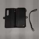 Defencase Wallet Case Compatible with Samsung Galaxy Z Fold 4 with RFID Blocking Card Holder & S Pen Holder Slot PU Leather Magnetic Snap Flip Zipper Strap Phone Case Fit for Galaxy Z Fold 4, Black