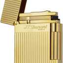 Classic Lighter, Brass refillable,Gold Bar Lighters, Adjustable Soft Flame,Side Slide Lgnition Steel Tone for Men Dad Husband