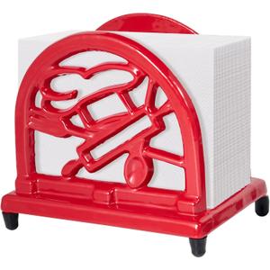 Jogreful Vintage Metal Napkin Holder Cast Iron Square Napkin Holder Organizer for Kitchen Restaurant Home Decor, Red (Chef's Tools)