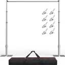 EMART Backdrop Stand Heavy Duty, 10x10Ft Adjustable Pipe and Drape Backdrop Stand Kit, Photo Booth Background Frame with Foldable Metal Base for Wedding Photography Birthday Party Decoration