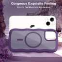Hualele Magnetic for iPhone 13 & iPhone 14 Case, Compatible with MagSafe, Military Grade Dropproof Translucent Matte Back Cute Curly Wave Edge Slim Phone Case,Dark Purple