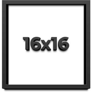 16x16 Shadow Box Frame Black | 1 Inch Deep Solid Wood Shadowbox Display Frame | UV Resistant Acrylic Plexiglass, Acid Free Backing, and Hanging Hardware | Dugan Picture Frame Style