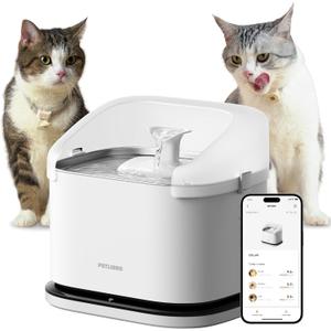 PETLIBRO RFID Multi Cats Water Fountain with Cat Recognition & Hydration Monitoring, Pump-Free Auto Cat Water Dispenser, Large Capacity 101oz/3L, 2.4G Wi-Fi APP Control Cat Fountain x2 Collar Tags