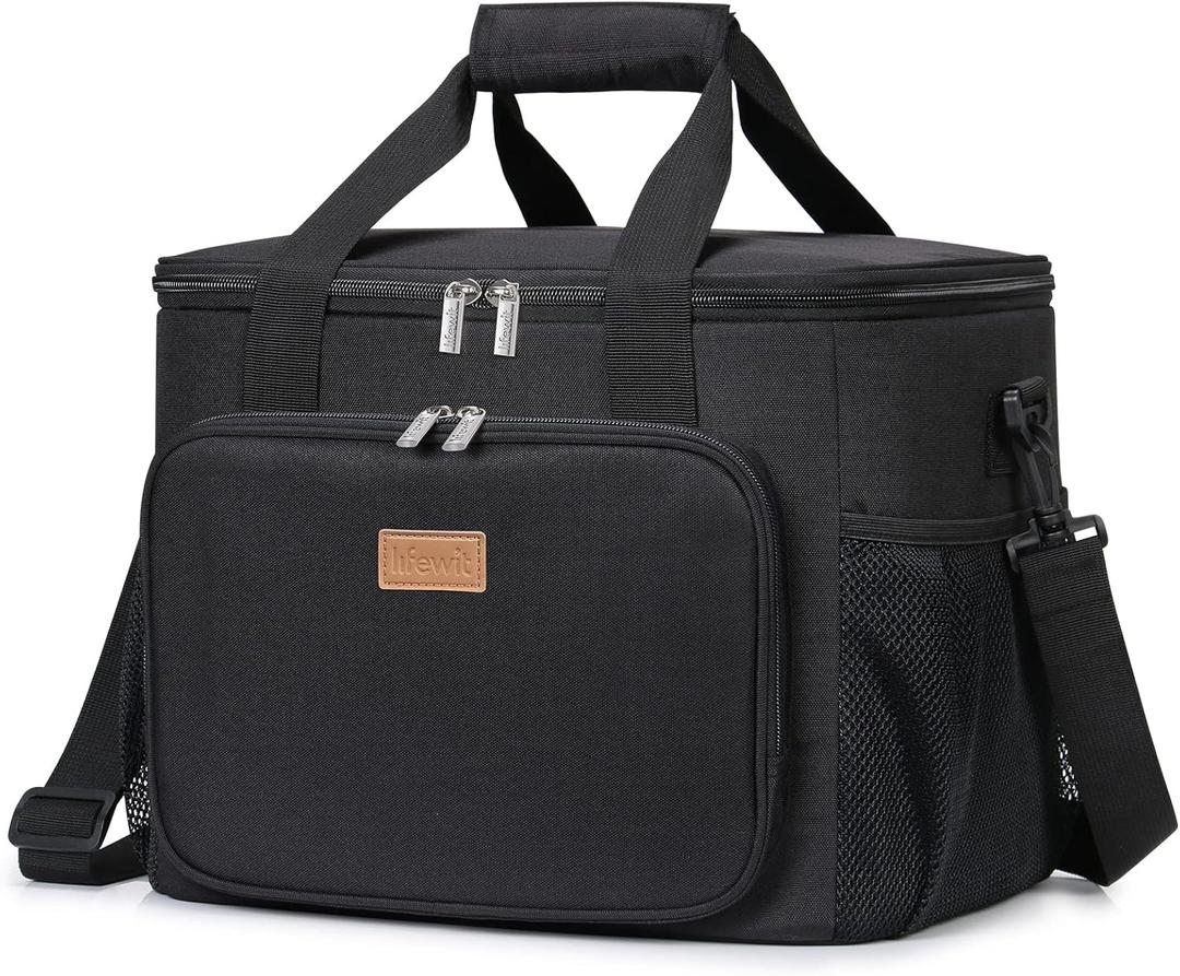 Lifewit Large Lunch Bag Insulated Lunch Box Soft Cooler Cooling Tote for Adult Men Women, Black 40-Can (24L)
