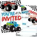 Blue and Red Truck Birthday Party Invitations, Truck Themed Party Invitations Card for Boys Girls (30 Cards & 30 Envelopes)