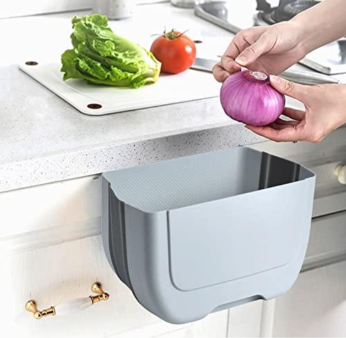 Hanging Folding Mini Trash Can for Kitchen Cabinet Door, Small Collapsible Garbage Bin Under Sink,Wall Mounted Waste Bin- Container Cabinet/Bedroom/Bathroom (3L)(White) : Home & Kitchen