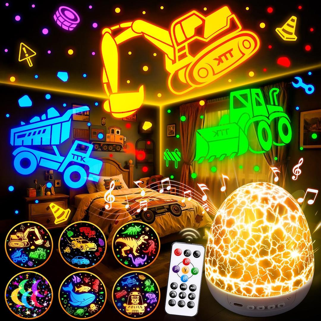 Truck Toy for Boys,6 Films+15 Sounds Construction Excavator Light Projector