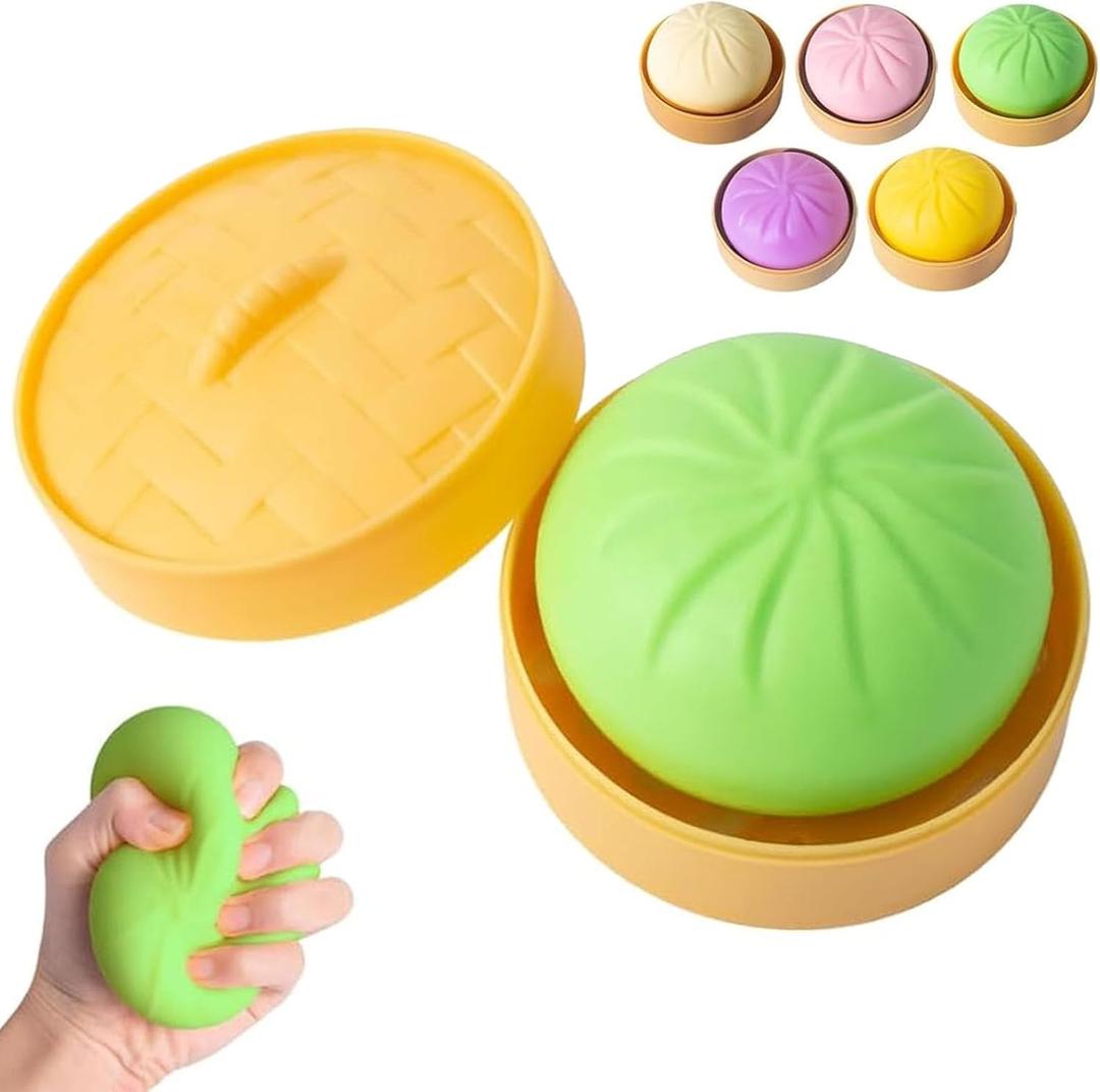 Colorful Dumpling Stress Balls Fidget Toys for Adults & Teens, Mystery Soft Dumpling Squeeze Toy Box, Sensory Stress Relief Squeeze Toys (Green)