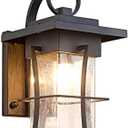 EERU Outdoor Wall Sconces Light Fixtures Exterior Wall Lantern Outside House Lamps Waterproof Black Metal with Clear Seeded Glass, Perfect for Exterior Porch Patio House