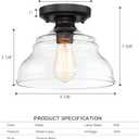 MEXO Industrial Semi Flush Mount Ceiling Light, Modern Clear Glass Light Fixture Farmhouse 10" Close to Ceiling Lights in Black Finish for Hallway Bedroom, Kitchen Entryway Cafe Bar Porch